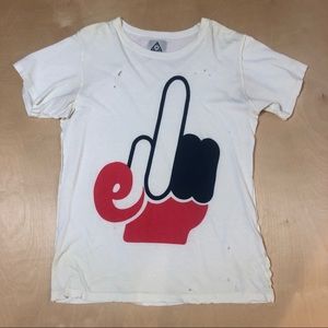 UNIF Middle Finger Distressed Phillies Tee Shirt S